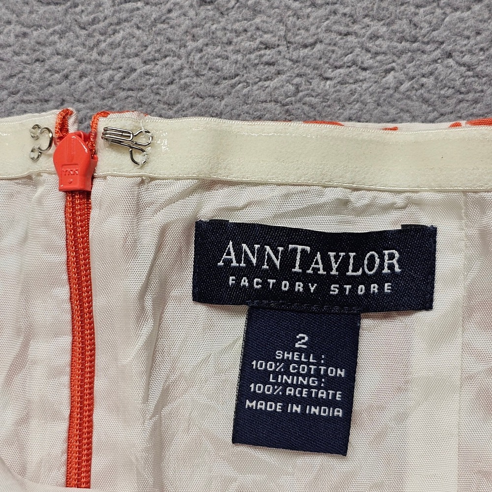 Ann Taylor Midi Dress Womens Size 2 Orange White Floral Halter Neck Back Zip - Picture 7 of 10